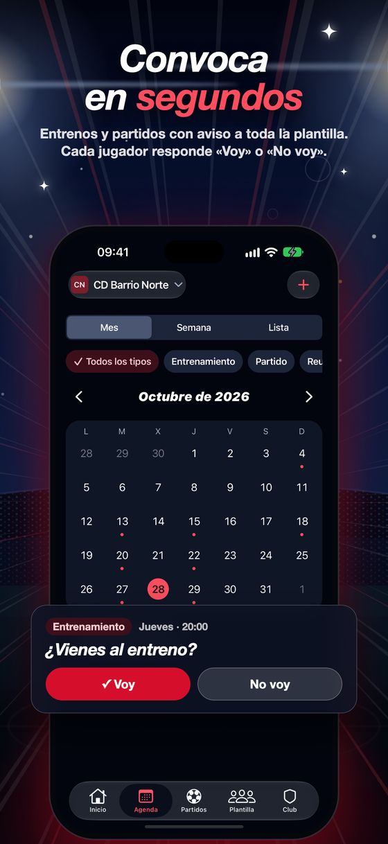 Agenda con la convocatoria y las respuestas Voy o No voy