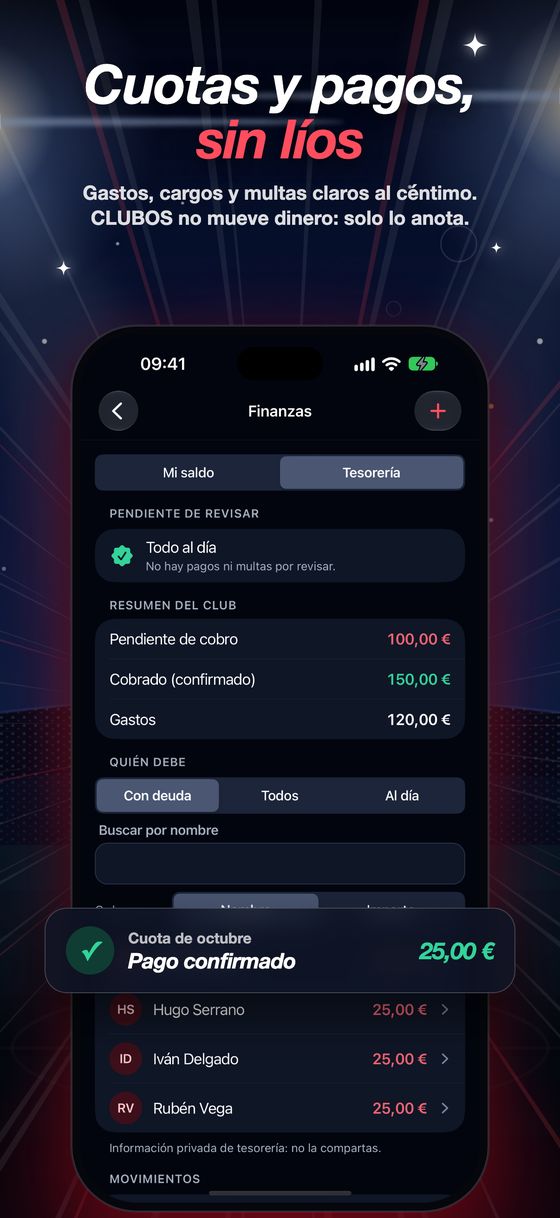 Cuotas, pagos y multas del club